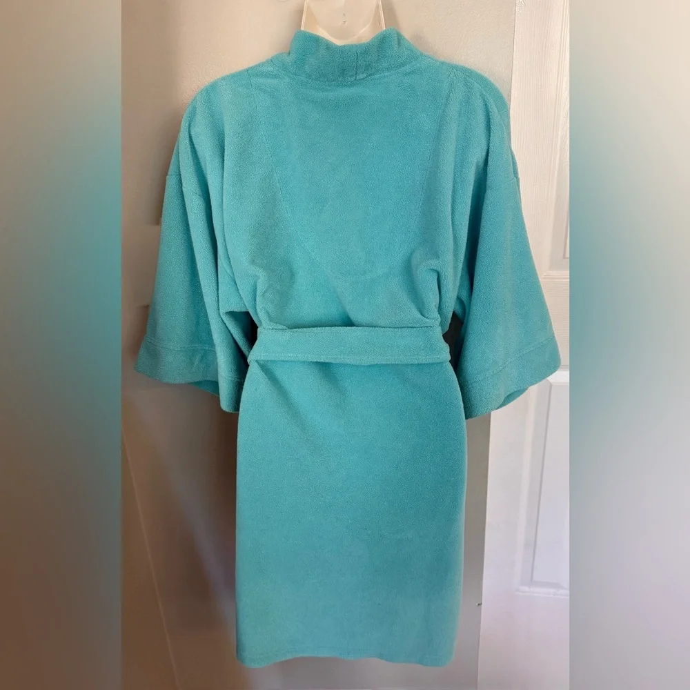 Vintage Y2K Cozy Fleece M Bathrobe Belt Pockets Lounge Women’s 8 10 Blue Pockets